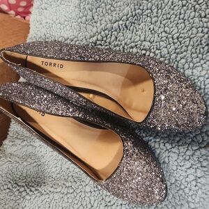 Torrid Black Glitter Block Heel Pumps - Size 12 WW